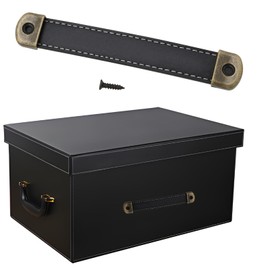 VGOL 12Pcs Leather Drawer Handles Pulls Leather Door Knobs Leather Strap Handles with Mounting Screws Suitable for Drawer Cabinet Cupboards Wardrobe Dresser, Black