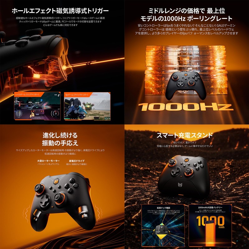 BIGBIG WON Gale Hall ゲームコントローラー、カスタムボタン、マクロ、ターボ、Switch/PC用デュアルショックコントローラー (Standard Black)