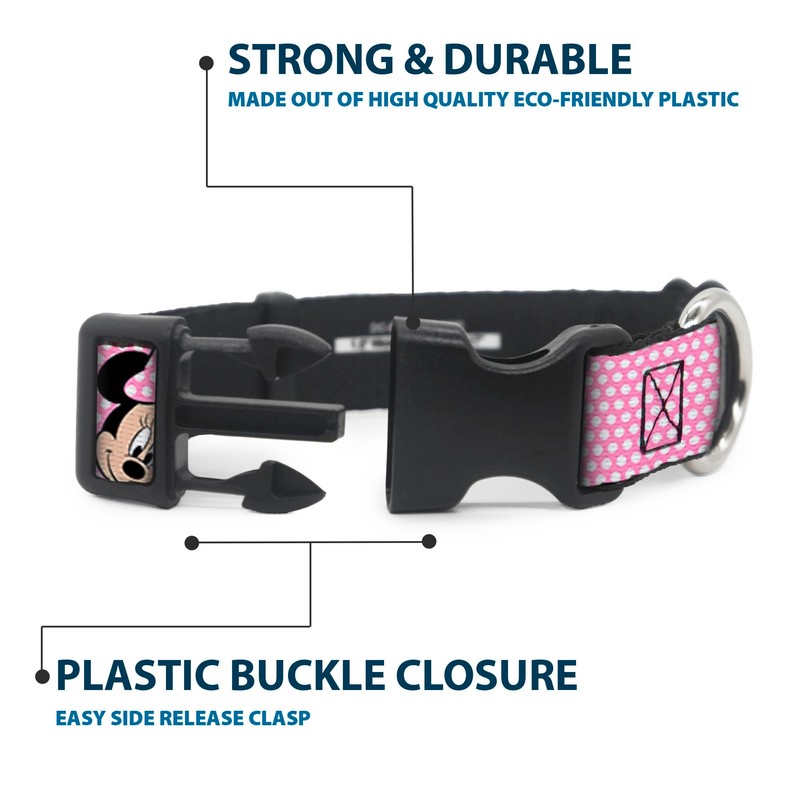 Buckle Down Minnie Mouse Expressions Polka Dot Pink/White Plastic Clip