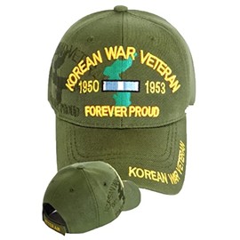 Korean War Veteran Baseball Cap, Forever Proud 1950-1953, Military Green
