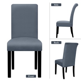 Lellen Dining Chair Covers Set of 6, Stretch Chair Covers Dining Chair Slipcovers Removable Washable Reusable Home & Kitchen Decor Protector Dining Room Chair Covers,Grey Blue