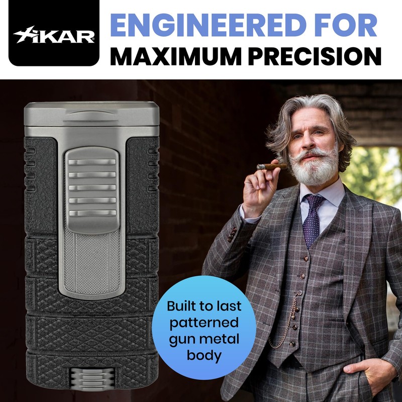 Xikar Tactical Triple Power Jet Flame Lighter, Engineered for Performance,