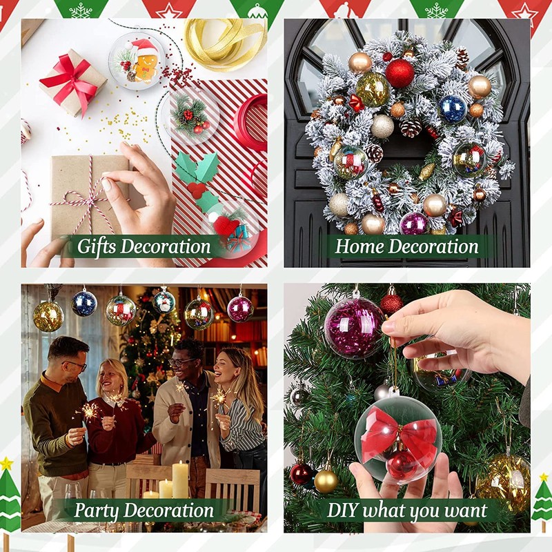 5cm 20pcs Christmas Baubles Clear Fillable Christmas Ball Xmas Decor