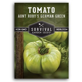 Survival Garden Seeds - Aunt Ruby’s German Green Tomato Seed for Planting - 1 Pack with Instructions to Plant & Grow Delicious Green Tomatoes in Your Home Vegetable Garden - Non-GMO Heirloom Variety