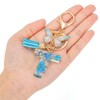 MWOOT Initial Letter T Keychain Resin Alphabet Keyrings,Blue Petals Gold