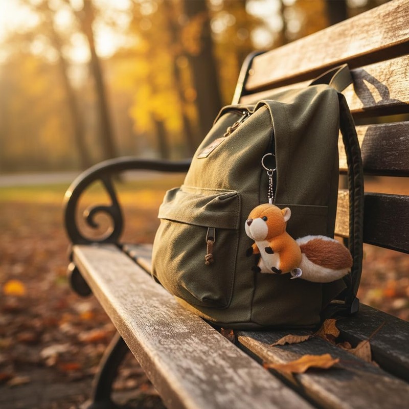 Calsgkspray Brown Cartoon Squirrel Plush Keychain, Key Ring Backpack Stuffed