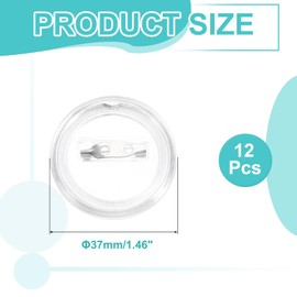 MECCANIXITY 12Pcs Blank Buttons Pin Button Maker Badges Sewing Acrylic Clear 1.46 inch for DIY Crafts Photo, Pin on Clothes, Hats, Bags, Circle Buttons