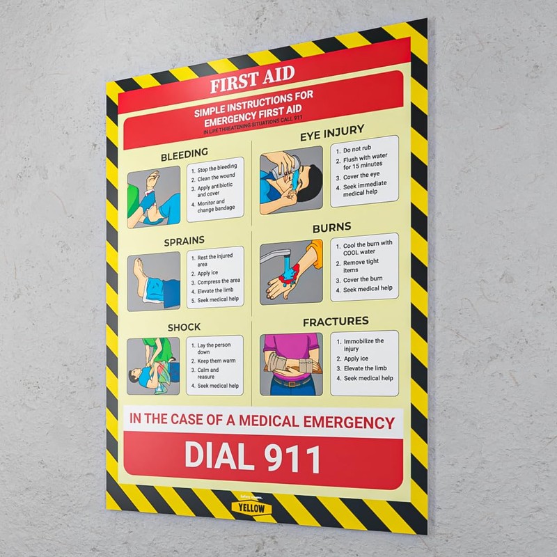 Yellow Safety - Workplace Safety Poster - Non-Lamintated, 12 x