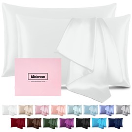 Silk Pillow Cases 2 Pack Mulberry Silk Pillow Cases Soft Breathable Both Sided Natural Silk Pillowcase with Zipper Beauty Sleep Silk Pillow Cases for Gift(Queen,White)