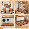 SHACOS Fall Orange Pumpkins Black Beige Stripes Kitchen Rug Sets