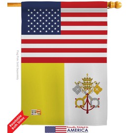 Nationality Vatican City US Friendship Garden House Flags Kit Regional Nation International World Country Particular Area Small Decorative Gift Yard Banner Double-Sided Made in USA 28 X 40