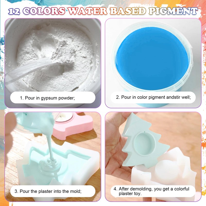 Pigment auf Wasserbasis, 12 Farben Farbpigmente für Gießpulver mit 12