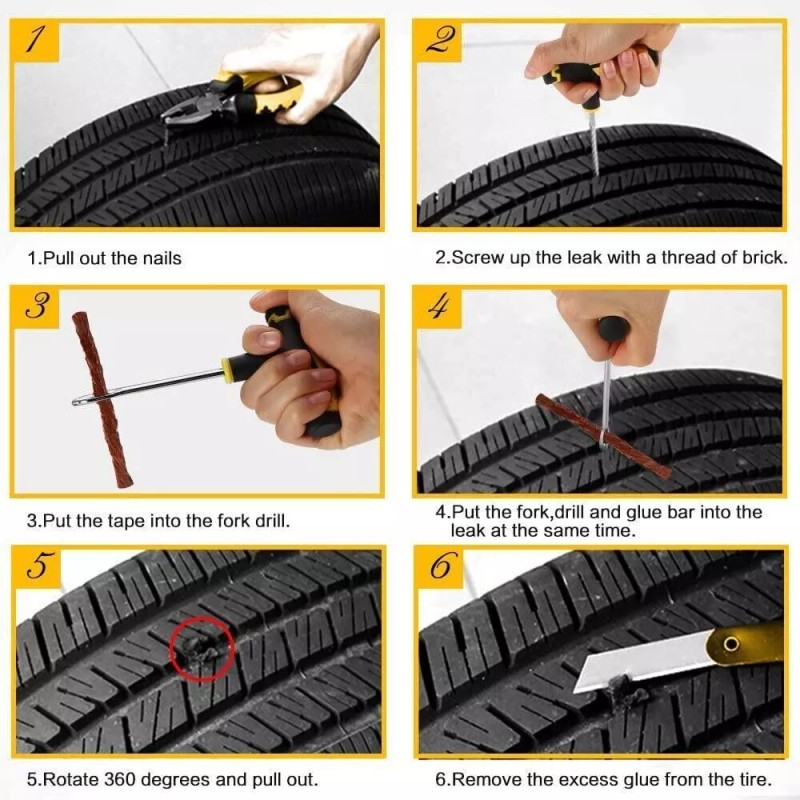 Miniduino 8pc Tire Repair Kit DIY Flat Tire Repair Home