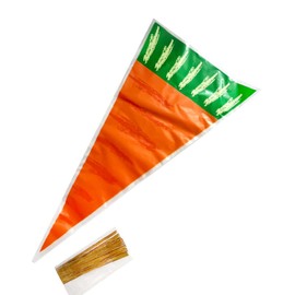 50pcs Carrot Shaped Candy Bags Creative Cone Cellophane Bags Easter Triangle Gift Bags with Twist Ties Translucent Gift Storage Packaging Bag for Holiday Birthday Baby Shower Wedding Party Decor