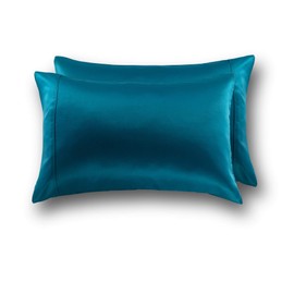 MEILA Silky Satin Pillowcase for Hair and Skin, Ultra-Soft Washed SilkPillow Cases Queen Size Set of 2, Teal