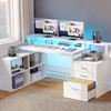 DWVO L Shaped Desk with Drawers, 65" Computer Desk with