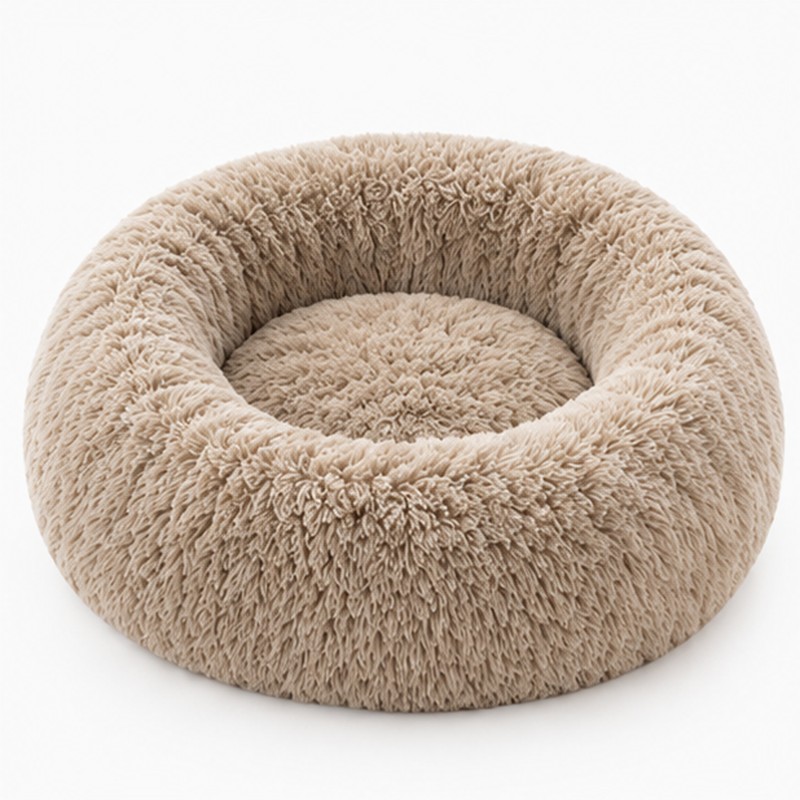 Round Plush Pet Bed for Dogs & Cats – Soft