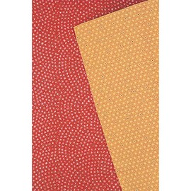 さざら織両面ふろしき 二巾 鮫小紋/麻葉 朱×金茶 20-030013