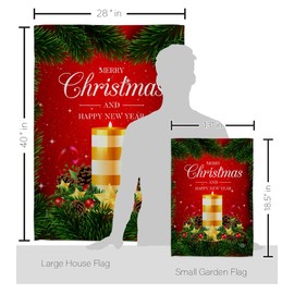 Ornament Collection Christmas Candle Garden House Flag Kit Wintertime Santa Marry Xmas Present Reindeer Season Snow Decoration Banner Small Yard Gift Double-Sided, Made in USA