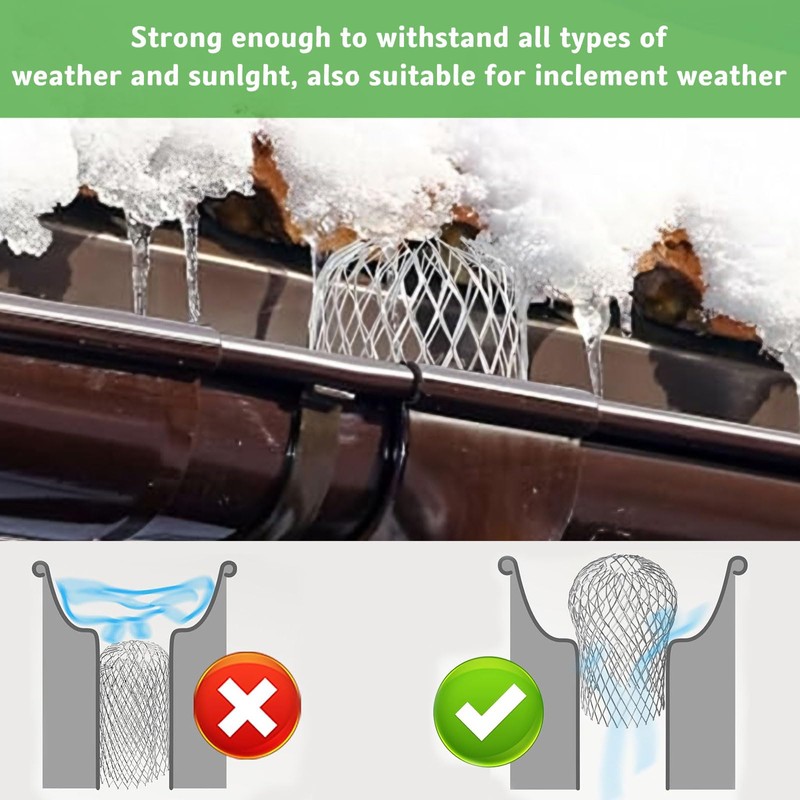 AMSGANK Downpipe Protection Gutter Protection, Set of 6 Gutter Strainers,