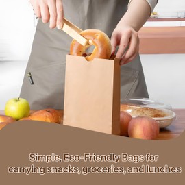 Pokanic Lunch Brown Paper x 50 Bags (12.5 x 6 x 4 inch) #8 Bulk Kraft 8 lb Capacity Eco Friendly Reusable Heavy Duty Disposable for Grocery Snacks Crafts Lunch Sandwich Food (50 Bags, 12.5 x 6 x 4)