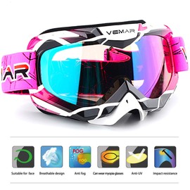 Motorcycle Motocross Goggles ATV Racing Goggles Dirt Bike Tactical Riding Motorbike Goggle Glasses, Bendable Windproof Dustproof Scratch Resistant Protective Safety Glasses (Pink)