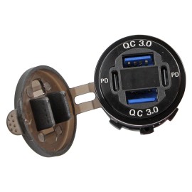 Cahuczlhoz 4Port Fast Car Charger QC3.0&PD USB C 12-24V Outlet Socket for Boat RV Marine