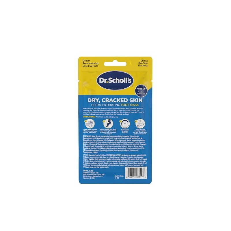 Dr. Scholl's Ultra Hydrating Foot Peel Mask 3pk, Intensely Moisturizes