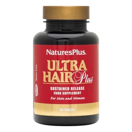 NaturesPlus Ultra Hair, Sustained Release - 60 Vegetarian Tablets - Natural Hair Growth Supplement for Men & Women - Longer, Thicker Hair - Gluten-Free - 30 Servings