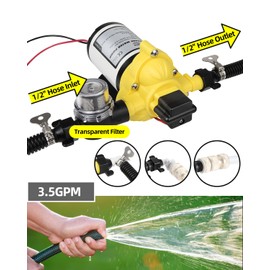 Rv Water Pump 12V DC 3.5GPM 50PSI On Demand Diaphragm Self Priming with Pressure Switch for Caravan, RV, Marine, Camper, Yacht, Marine, Garden, Agriculture Applications Bomba Presurizadora de Agua