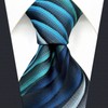 Shiraku to Wing Men's Necktie, Wavy, Blue, Floral, Silk, Green,