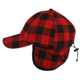 Wool Blend Baseball Cap Men Fur Hunting Trapper Dad Hats Sports Earflap Unisex (Buffalo Plaid)