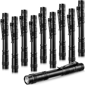 10 Pieces Mini Small LED Flashlight Handheld Pen Light Flashlight with Clip Led Pen Pocket Light Torch for Camping Outdoor Emergency Diary Lighting (5.2 Inches)