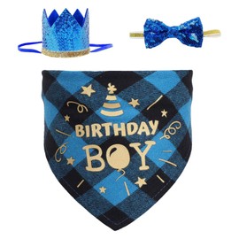 TVSVKWE 1 Pet Triangular Scarf, 1 Hat And 1 Bow Tie, Pet Birthday Party Supplies, Pet Dressing Supplies.