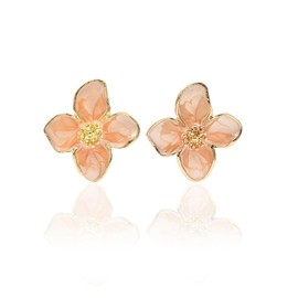 Vintage Flower Stud Earrings 925 Sterling Silver Elegant 3D Colorful Enamel Pink Camellia Daisy Floral Flowers Small Earrings for Women Bohemian Wedding Bridal Birthday Christmas Party Fashion