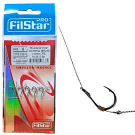 PRO FILSTAR Fishing Hook Set with Leader for Method Feeder, Pack of 10, Size 8, Braided Line 10 cm, Diameter 0.12 mm, Fishing Carp Accessories, Hook with a Needle, Boilies Hook Set, Sport Set, Fishing