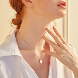 PROSILVER Intial Charm Choker Small Necklace Sterling Silver Tag Chain Danity Neckless