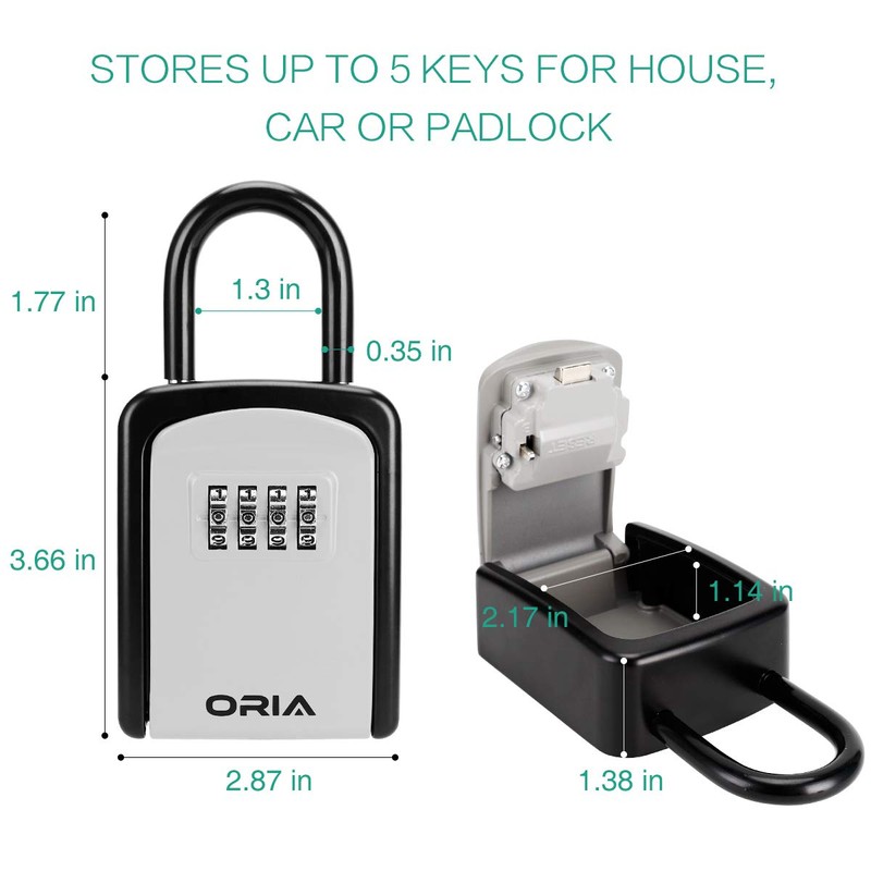 ORIA Key Lock Box, 4 Digit Combination Key Storage Boxes,