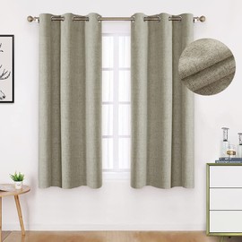 NANWEI Lino Cortinas Blackout con Aislamiento Térmico, 100 Blackout y Ojal Superior Cortina para Recámara y Ventana de Sala, Capa Trasera de...       