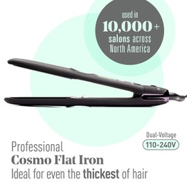 Professional Series Ultra-Smooth Cosmo Flat Iron for Thick Hair by MINT | Powerful Salon-Grade Single-Pass Ceramic Tourmaline Ionic Hair Straightener. Travel-Ready Dual Voltage