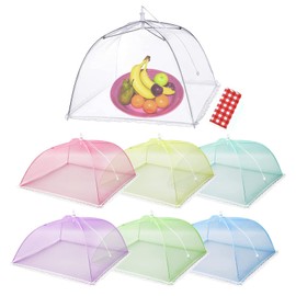 7 Pcs Food Covers for Outside, 17 inch Pop-up Umbrella Mesh Food Tents, for Outdoors Parties Picnics BBQs, Reusable and Collapsible Food Tents (Colorful)