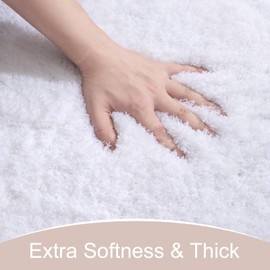 AROGAN Luxury Non Slip Bathroom Rug, Thick Soft and Absorbent Microfiber Bath Mat, Rubber Backing Quick Dry Rugs Carpets, Machine Washable Plush Mats for Shower Floor, Bathroom, 24x36 Inch White
