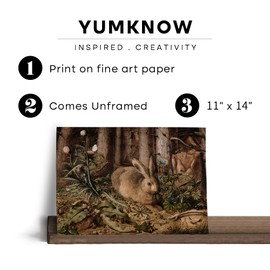 Vintage Rabbit Wall Arts - Spring Easter Bunny Poster Print - Modern Farmhouse Easter Egg Decoration for Bedroom Living Room - Ornament Craft Gift for Women - Rustic French Country Decor - Cottagecore