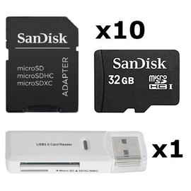 SanDisk 10 Pack of SanDisk 32GB Micro SD SDHC Memory Card 32G SDSDQAB-032G w/ Adapter