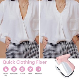 Quickly Clothing Fixer, Mini Stitch Tagging Gun for Clothing Quilt Fixation Comes with 5 Needles、500 Black & 500 White 5mm Mini Fasteners, Stitch Gun for Clothes Instant Button Garment Connector