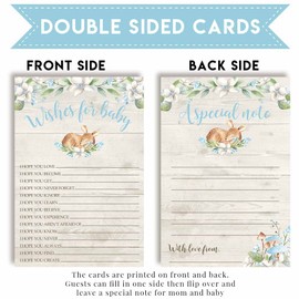 Amanda Creation Little Deer Woodland Boy Baby Wishes Cards 20, 4"x6" - Great Keepsake and Fun Activity for Baby Showers - Wishes for Baby Keepsakes Last Generations - Fill-In, Double-Sided Cards