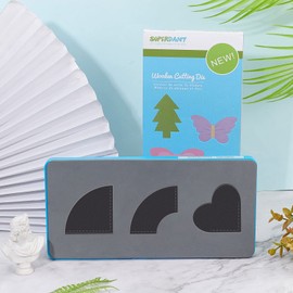 SUPERDANT Leather Cutting Die Embossing Wooden Cutting Die Heart Semicircle Cutting Machine Template with Tear-Resistant Plastic Box and EVA Foam for DIY Craft Decor Making Quilting 12.7 x 25.4 cm