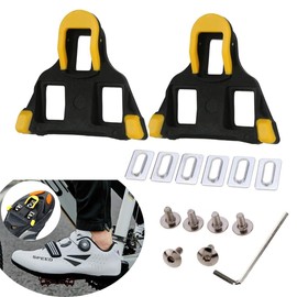 Garegce 2PCS SPD Cleats for Cycling Shoes Compatible with Shimano SPD-SL, Anti-Slip, Durable SPD Pedals Cleats -6 Degree Float, for Road Bike and Indoor Biking-Yellow