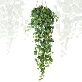 RECUTMS 39.4’’ Fake Ivy Vine Hanging Plant Greenery Artificial Leaves Garland for Indoor Outdoor House Room Patio Shelf Office Wedding Decor (Green and White)