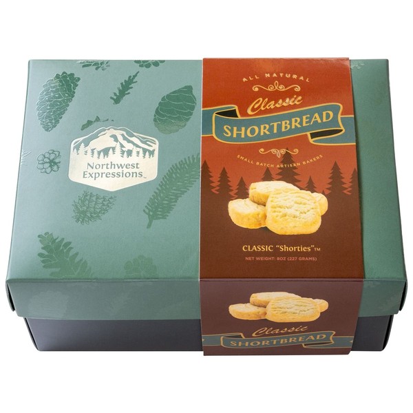 Northwest Expressions Classic Shortbread Cookies – Handmade Artisanal Scottish-Style Shortbread Biscuits – Old Fashioned, Homemade Gourmet Butter Cookies in Custom Gift Box, 8 Oz